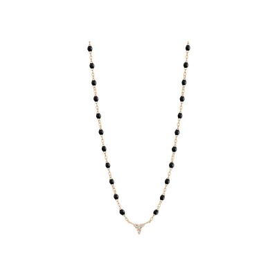 Gigi Clozeau petit Kosmos necklace, pink gold, black resin and diamonds, 42cm