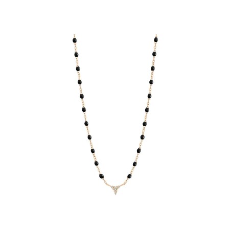 Collier Gigi Clozeau petit Kosmos en or rose, résine noire et diamants, 42cm