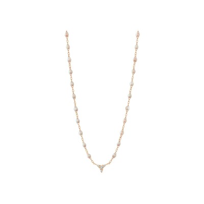 Collier Gigi Clozeau petit Kosmos en or rose, résine opale et diamants, 42cm