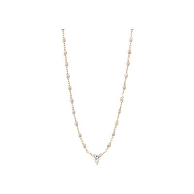 Collier Gigi Clozeau Kosmos en or rose, résine opale et diamants, taille 42cm