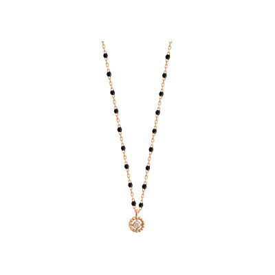 Gigi Clozeau Lucky Puce necklace, rose gold, black resin and diamond, size 42cm