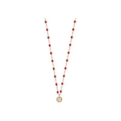 Gigi Clozeau Lucky Puce necklace, rose gold, poppy resin and diamond, size 42cm