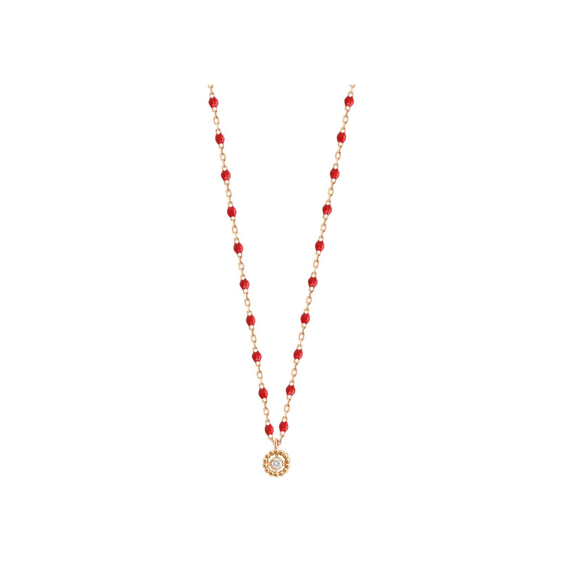Gigi Clozeau Lucky Puce necklace, rose gold, poppy resin and diamond, size 42cm