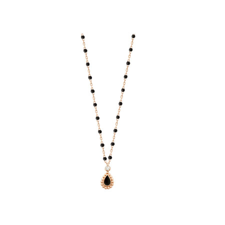 Collier Gigi Clozeau Lucky Cashmere en or rose, résine noir et diamant, taille 42cm