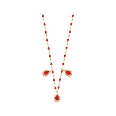 Collier Gigi Clozeau Lucky Cashmere en or rose et résine coquelicot, 42cm