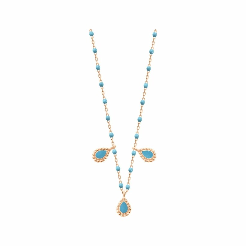 Collier Gigi Clozeau Lucky Cashmere en or rose et résine turquoise, 42cm