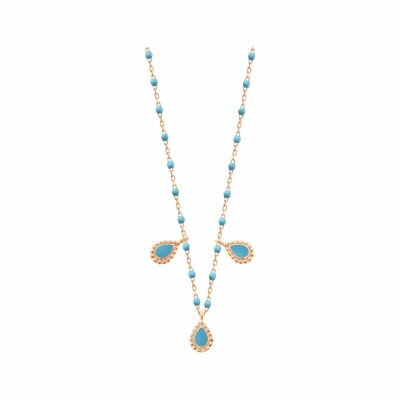 Gigi Clozeau Lucky Cashmere necklace, rose gold and turquoise resin, 42cm