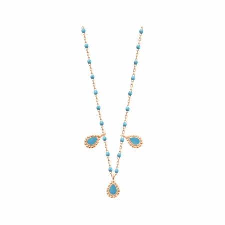 Collier Gigi Clozeau Lucky Cashmere en or rose et résine turquoise, 42cm