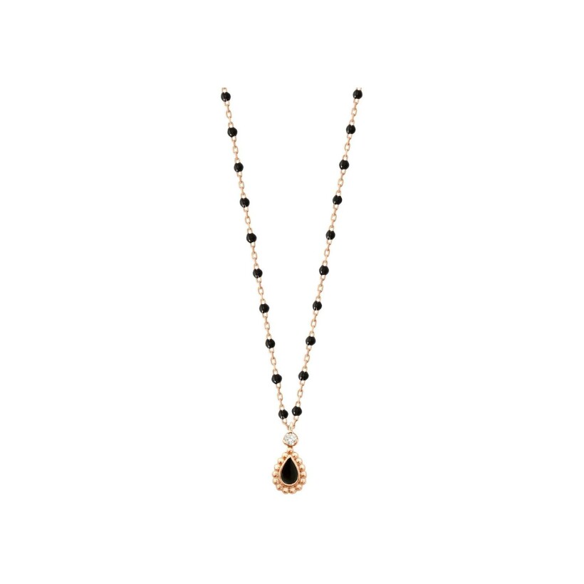 Collier Gigi Clozeau en or rose, résine noire et diamant