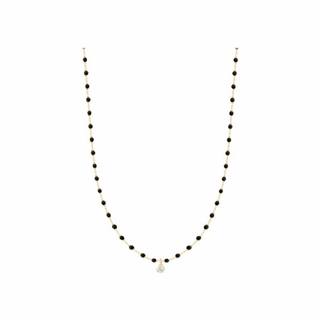 Collier Gigi Clozeau Mini, en or jaune, résine noire et diamant, 40cm