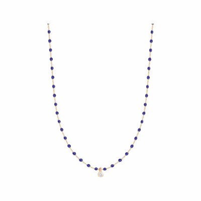 Collier Gigi Clozeau Mini en or rose, résine bleue prusse et diamant, 40cm