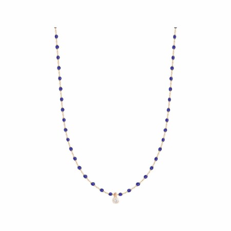 Collier Gigi Clozeau Mini en or rose, résine bleue prusse et diamant, 40cm