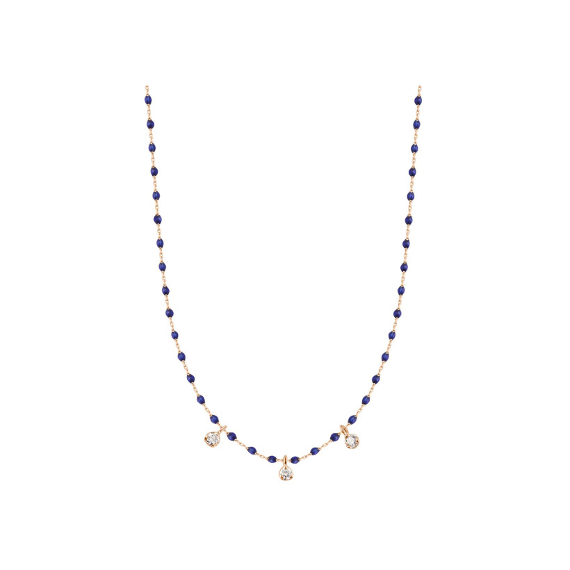 Gigi Clozeau Mini necklace, rose gold, prussian blue resin and diamonds, size 42cm