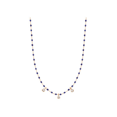 Gigi Clozeau Mini necklace, rose gold, prussian blue resin and diamonds, size 42cm