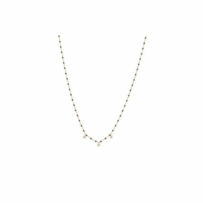 Gigi Clozeau Mini necklace, rose gold, black resin and diamonds, 42cm