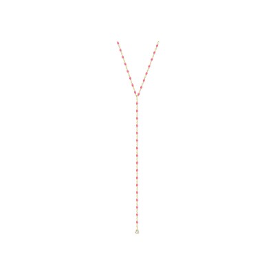 Collier Gigi Clozeau Mini en or jaune et résine rose fluo, taille 50cm