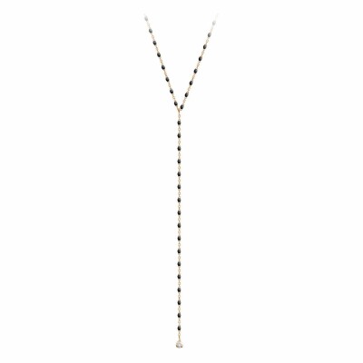 Collier sautoir Gigi Clozeau en or rose, résine noire et diamant