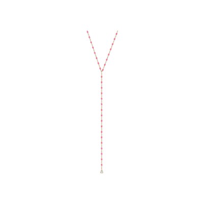 Collier Gigi Clozeau Mini en or rose et résine rose fluo, taille 50cm