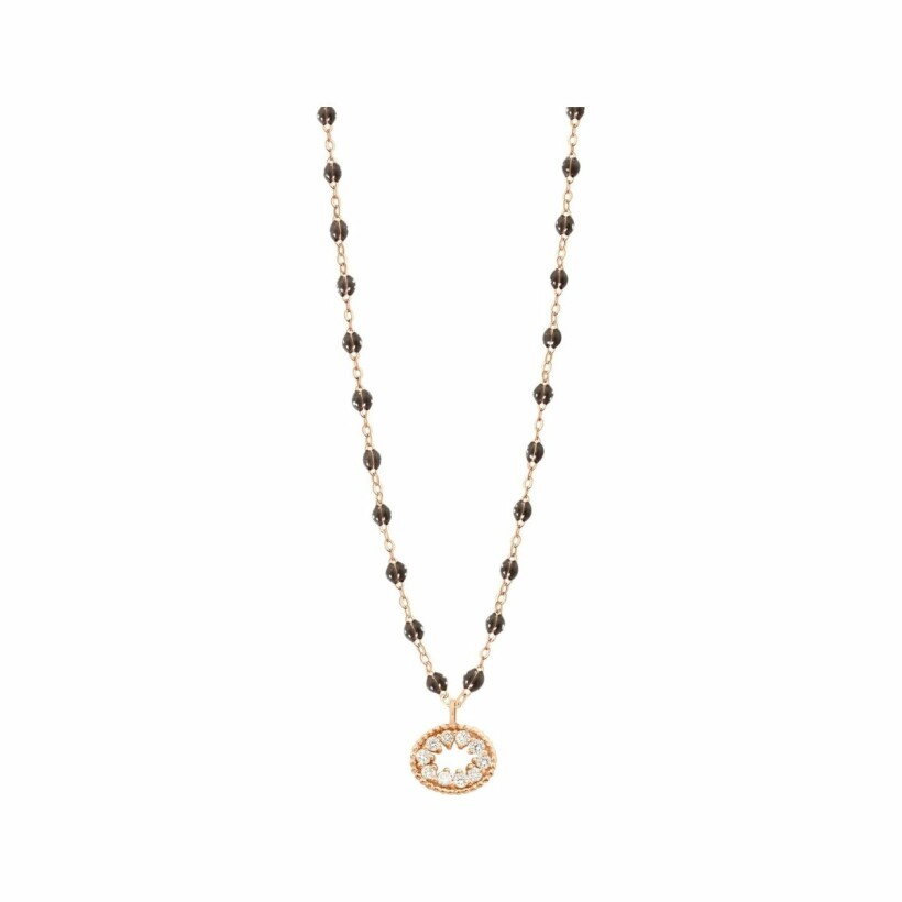 Gigi Clozeau Oeil de pirate necklace, rose gold, diamonds and quartz resin, size 42cm