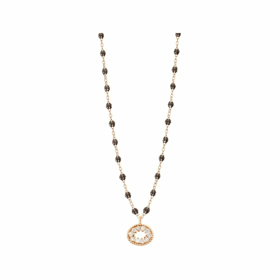 Collier Gigi Clozeau Oeil de pirate en or rose, diamants et résine quartz, taille 42cm