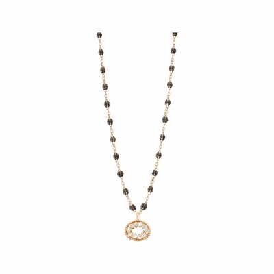 Collier Gigi Clozeau Oeil de pirate en or rose, diamants et résine quartz, taille 42cm