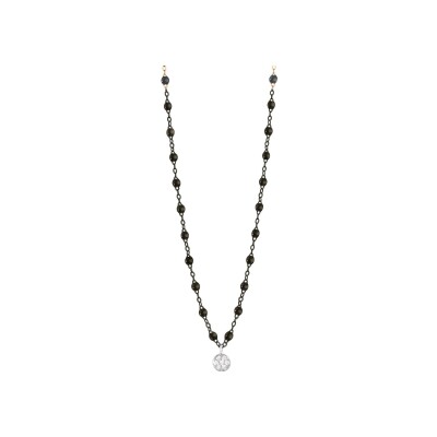 Collier Gigi Clozeau Puce en or noir, or blanc, résine noire et diamants, taille 42cm