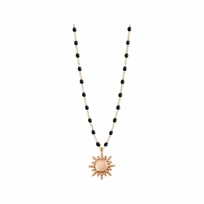 Collier Gigi Clozeau Soleil en or rose et résine noir, taille 42cm