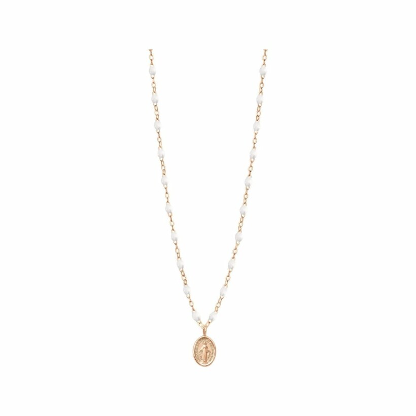 Collier Gigi Clozeau Madone en or rose, résine blanche, taille 42cm