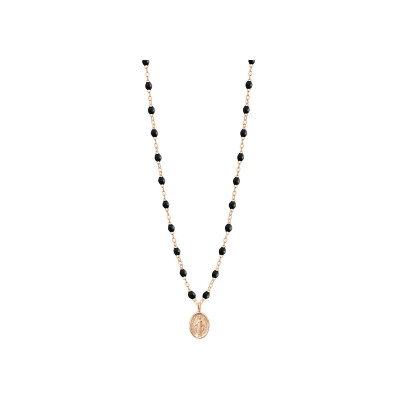 Gigi Clozeau Madone necklace, rose gold, black resin, size 42cm