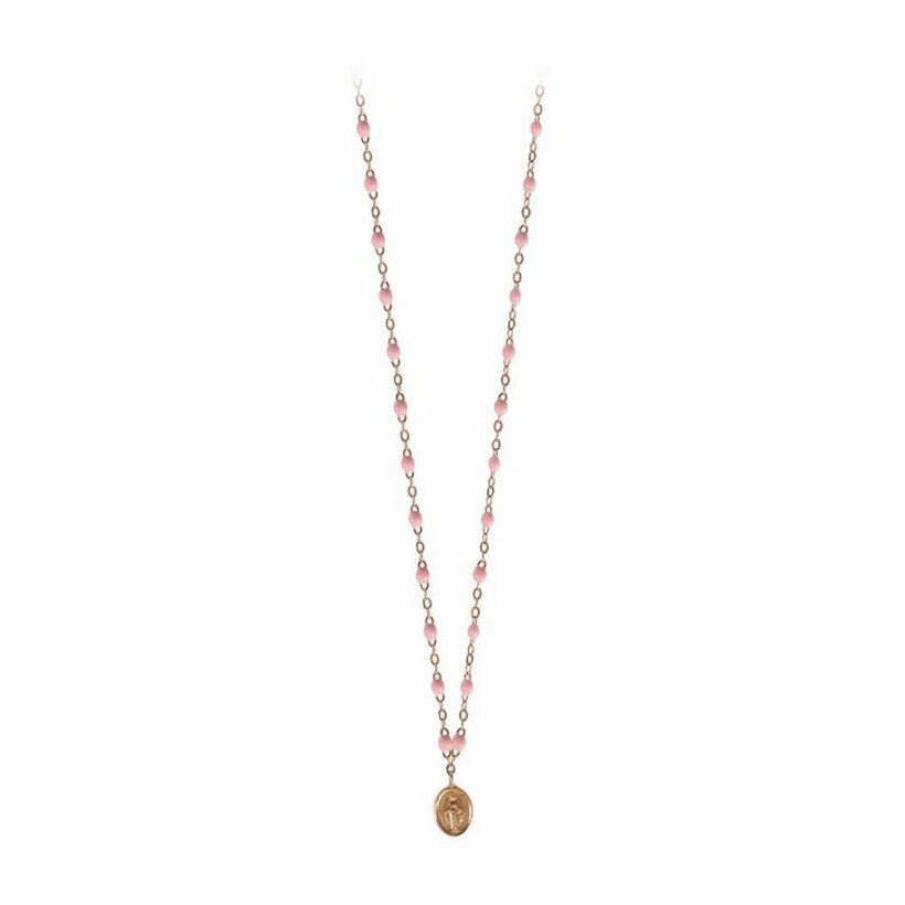 Gigi Clozeau Madone necklace, rose gold and pink resin, 42cm