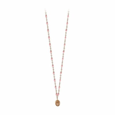 Collier Gigi Clozeau Madone en or rose et résine rose, 42cm