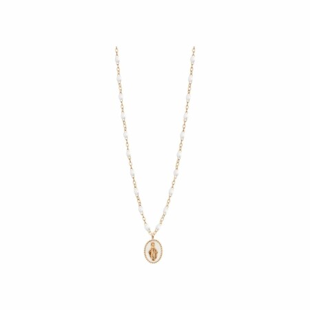 Collier Gigi Clozeau Madone en or rose et résine blanche, taille 42cm