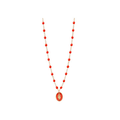 Gigi Clozeau Madone necklace, rose gold, coral resin, size 42cm