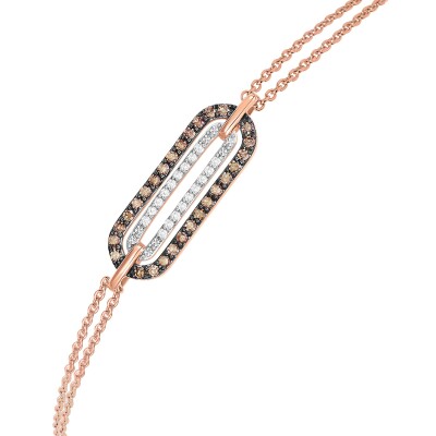 Bracelet or rose, diamants et diamants bruns