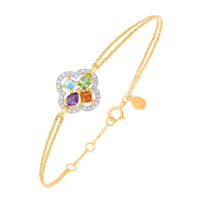 Bracelet or jaune, diamants et pierres multicolores