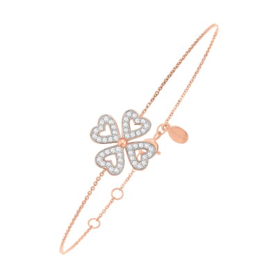 Bracelet or rose et diamants