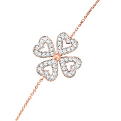 Bracelet or rose et diamants