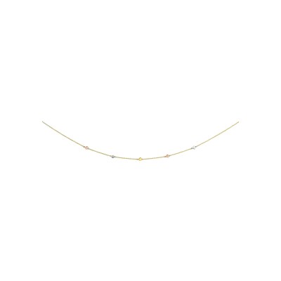 Collier cœur 3 ors en or jaune, or blanc et or rose, 45cm