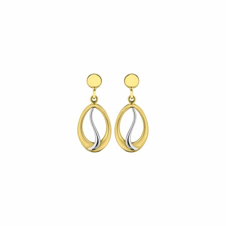 Boucles d'oreilles gouttes en or jaune, or blanc