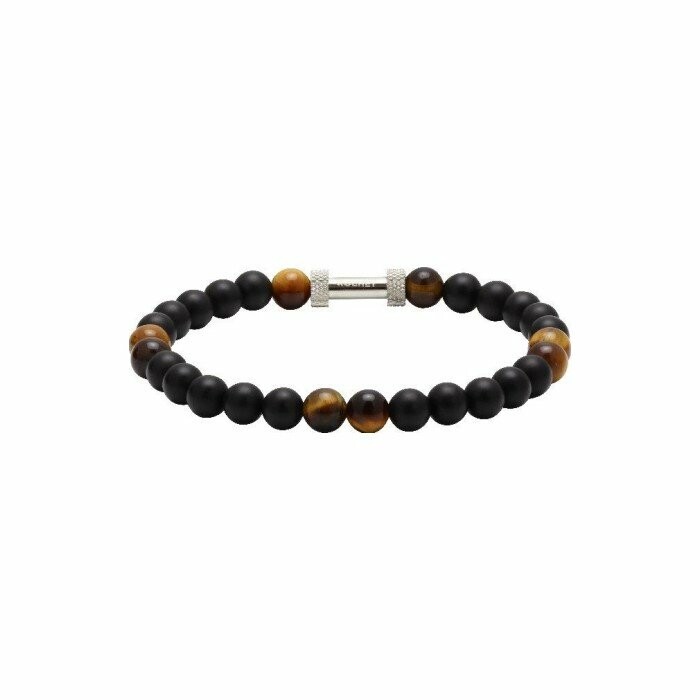 Bracelet Rochet Zen en acier, agates et oeil de tigre 6mm