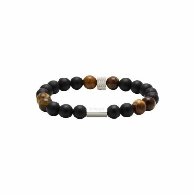 Bracelet Rochet Zen en acier, agates et oeil de tigre 8mm