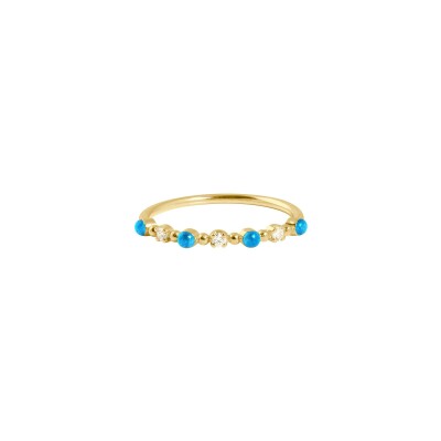 Bague Gigi Clozeau Classique en or jaune, résine azur et diamants, taille 54