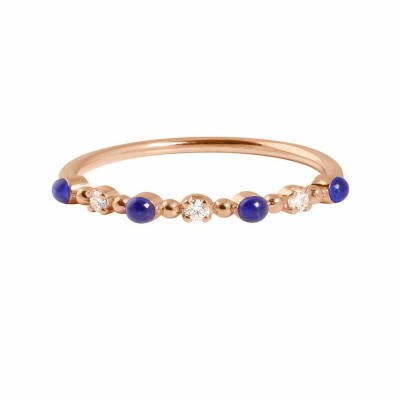 Bague Gigi Clozeau en or rose, résine bleu de prusse et diamants