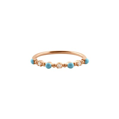 Gigi Clozeau Classique ring, pink gold, blue turquoise resin and diamonds, size 53