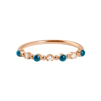 Bague Gigi Clozeau Classique en or rose, résine jungle et diamants, taille 54