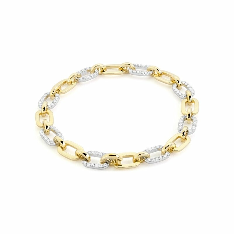 Bracelet bicolore en or jaune, or blanc et diamants, 1.1cts