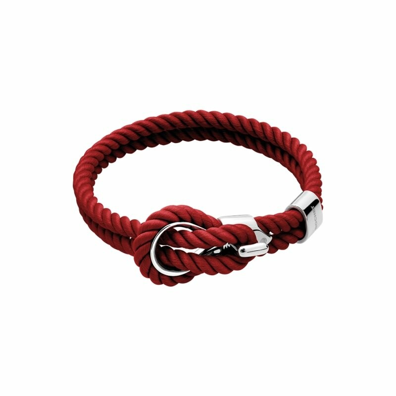 Bracelet Rochet Navigateur en cordon coton rouge et acier