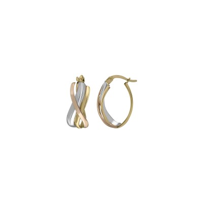 Créoles en or jaune, or blanc et or rose