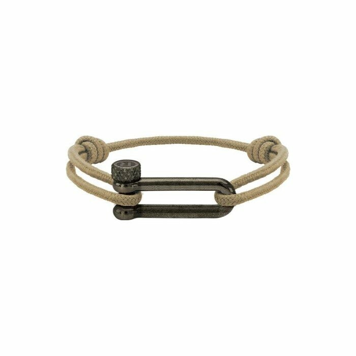 Bracelet Rochet Milo en acier et cordon taupe