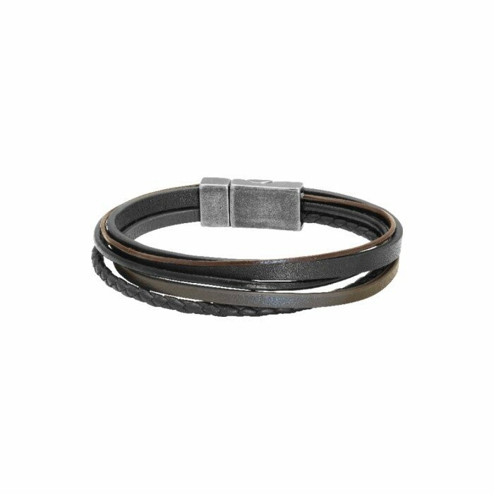 Bracelet Rochet Arizona en acier et cuir